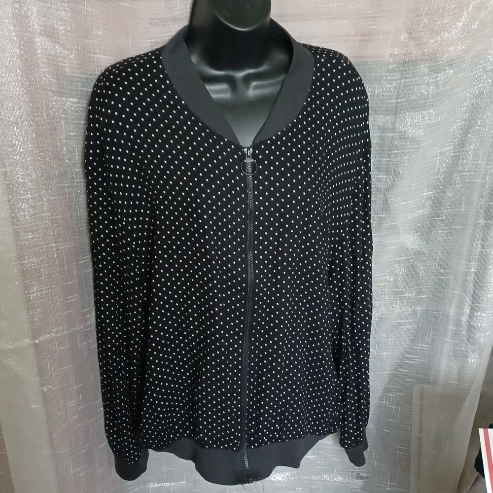 🌻 Kathryn Deene Blk White polka dot jacket, 18/20